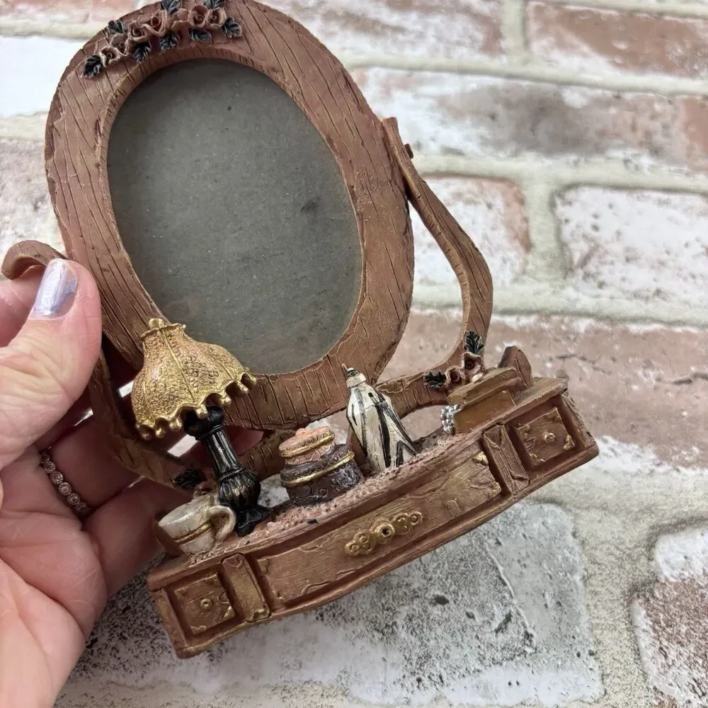 VTG VICTORIAN DRESSER VANITY PICTURE FRAME TABLE OLD WOODEN COLLECTORS